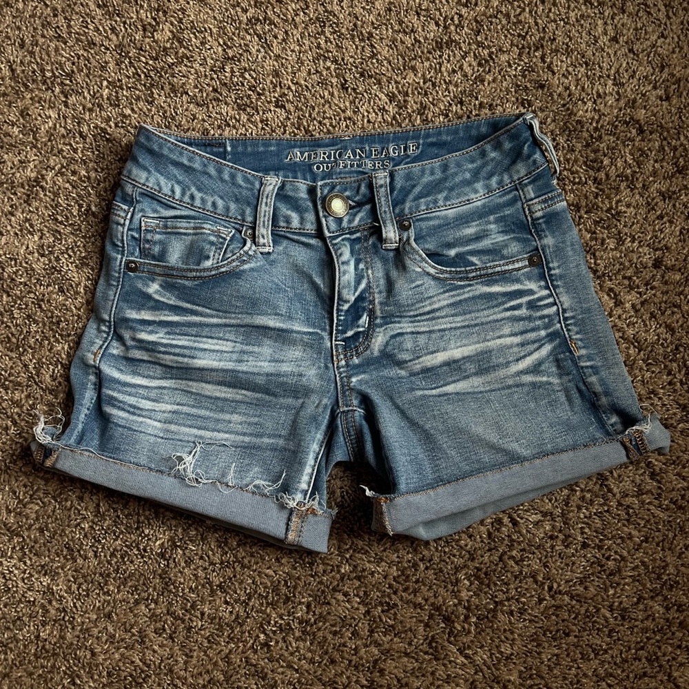 American Eagle dark blue jean short size 2